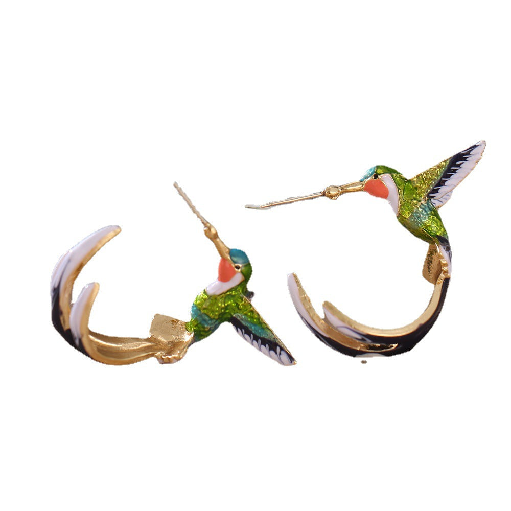 Women's Yan Yi Cute Hummingbird Shape Dripping Earrings