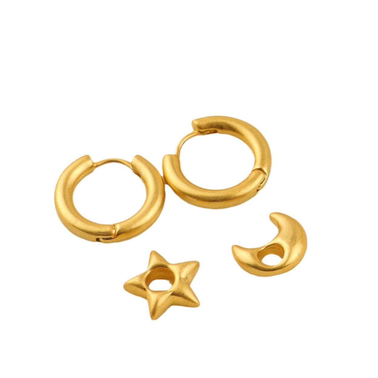 Metal Vintage Matte Thick Detachable Love Star Earrings