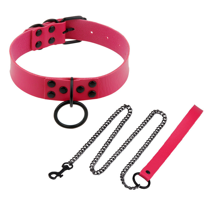 Style Leather Neckband Personality Fashion Black Nail O-shaped Necklaces