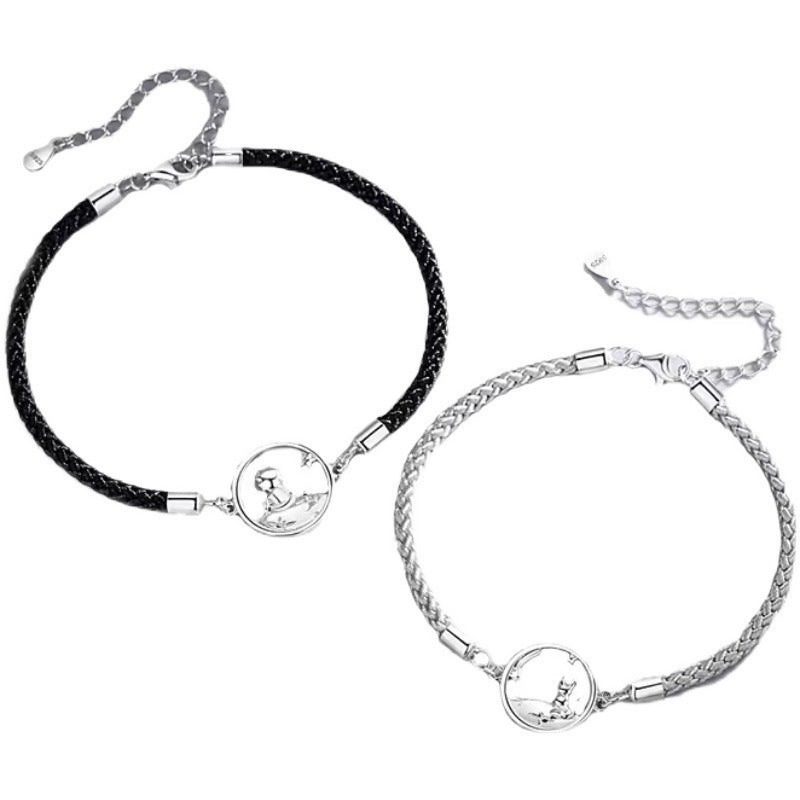Women's & Men's Little Prince Fox Sterling Sier Couple Pair Bracelets