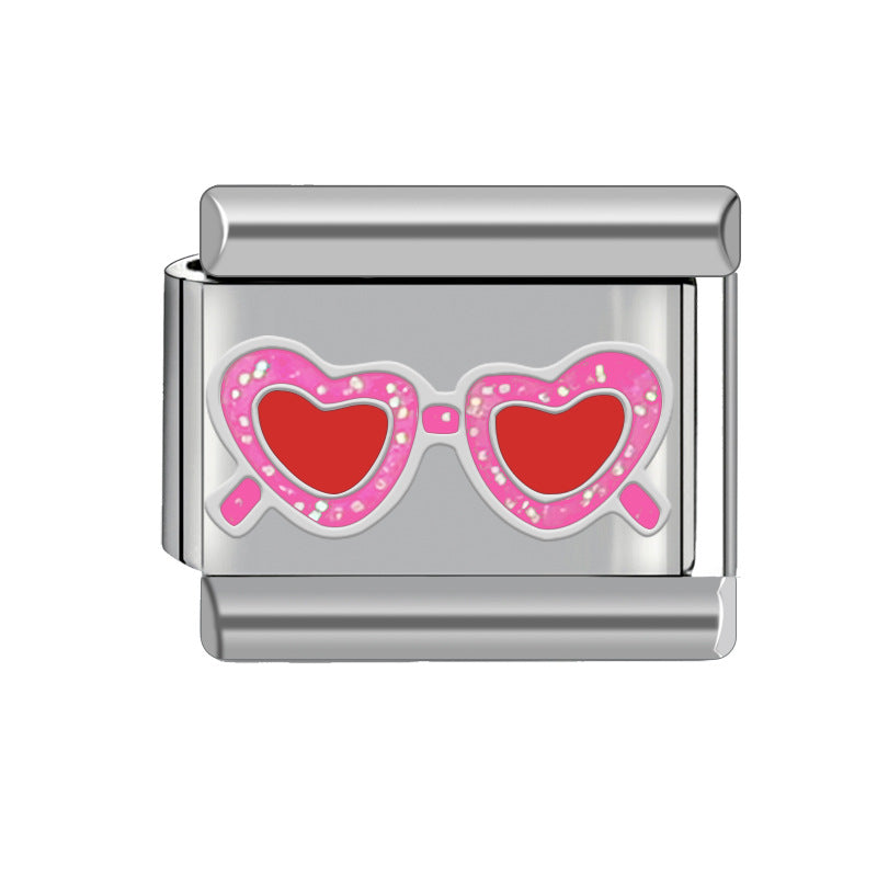 Lovely Pink Italian Charm Module Heart-shaped Detachable Bracelets
