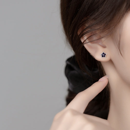 Women's Sier Geometric Ear Artistic Five-pointed Star Earrings