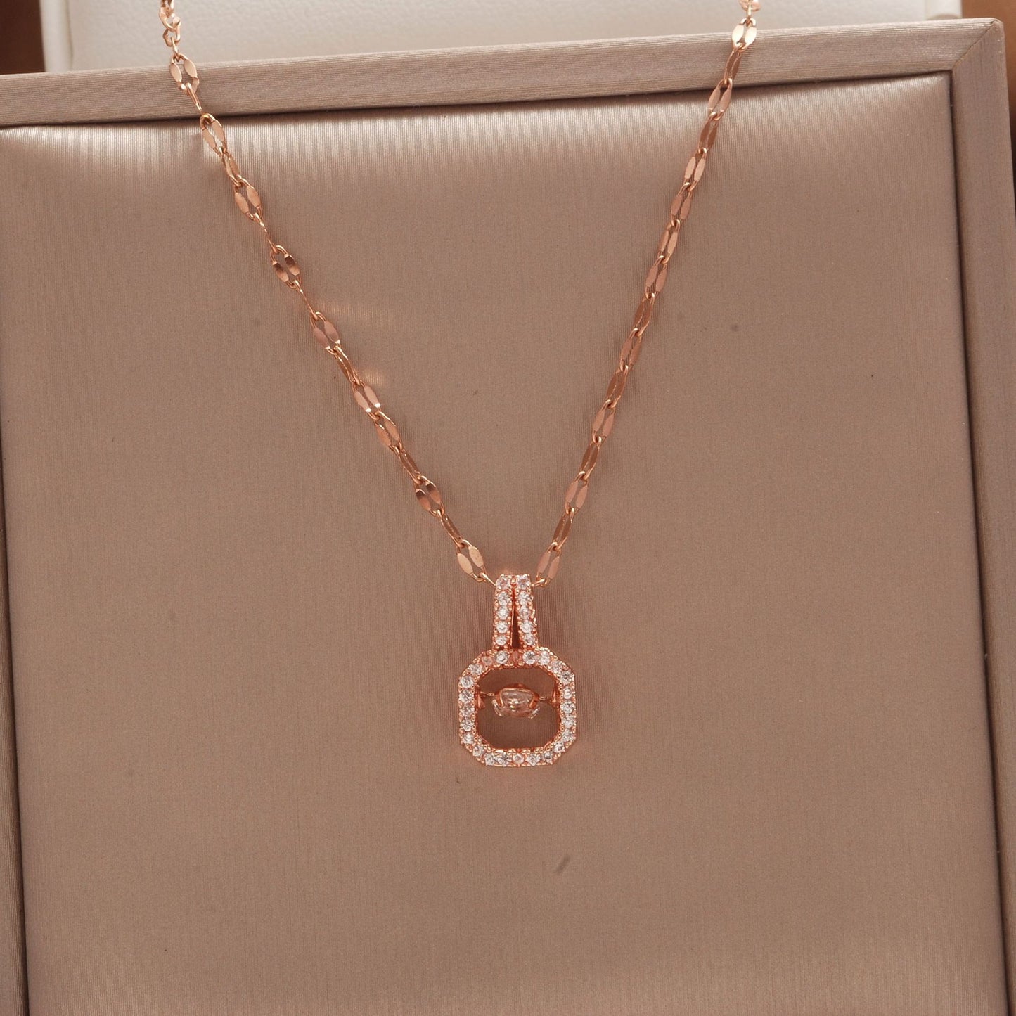 Women's Rose Gold Key Fu Lock Opal Korean Simple Fashion Necklaces