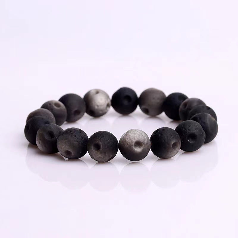 Women's & Men's Meteorite Planet Beads Gold Obsidian Moon Bracelets