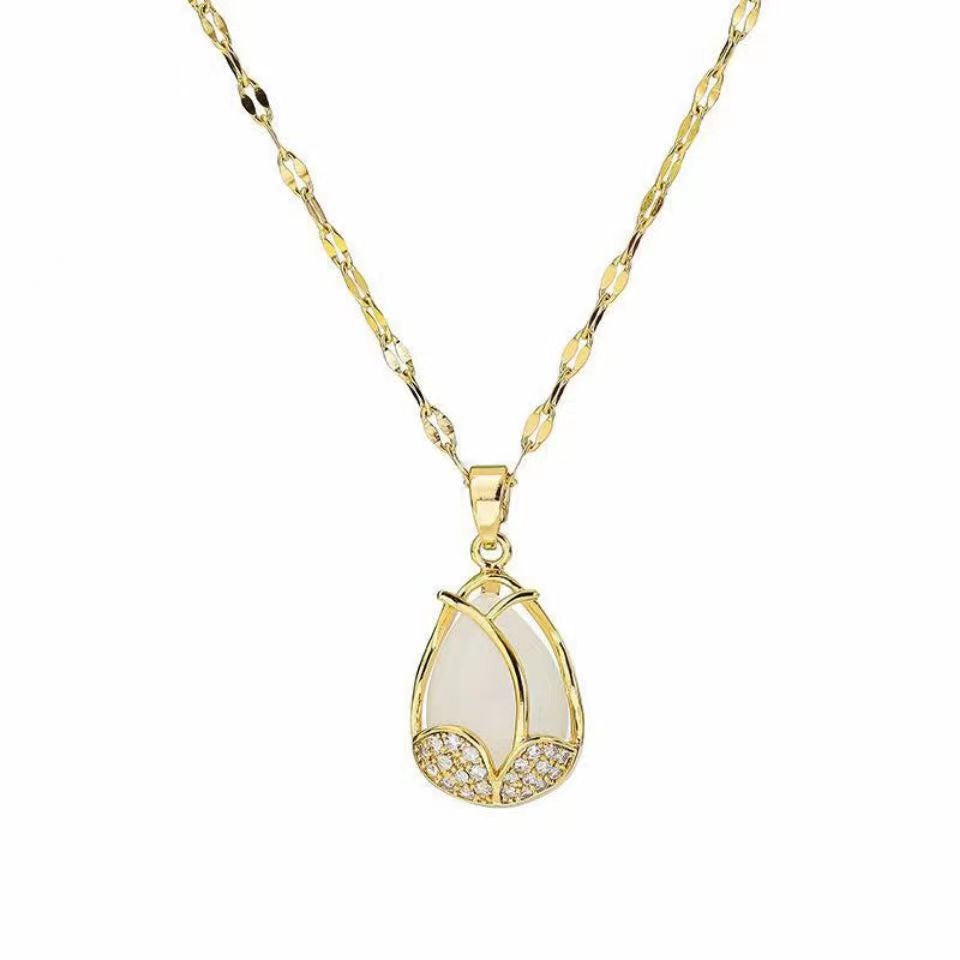Tulip Light Luxury Minority Design Trendy Titanium Steel Temperament Clavicle Necklace