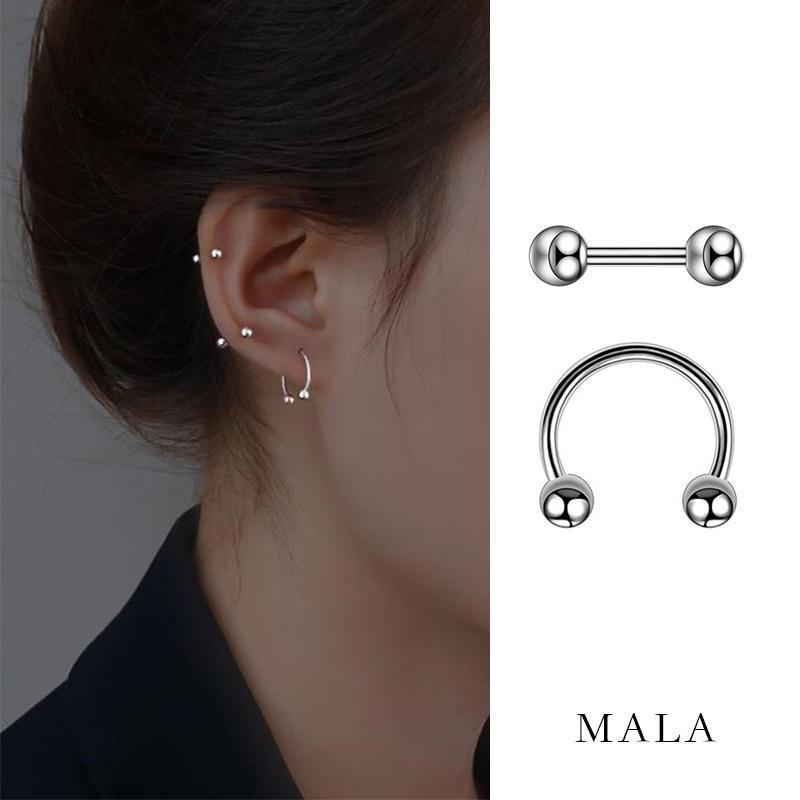 Titanium Steel Double-sided Ball Ear Bone Dumbbell Stainless Rings