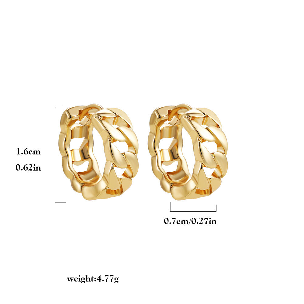 Retro Simple Geometric Twist Round Stacked Earrings