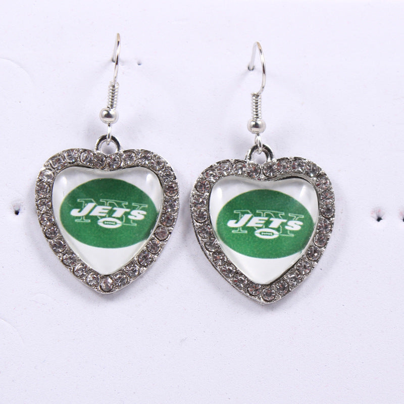 Peach Heart Spot Drill Sports Team Series Earrings