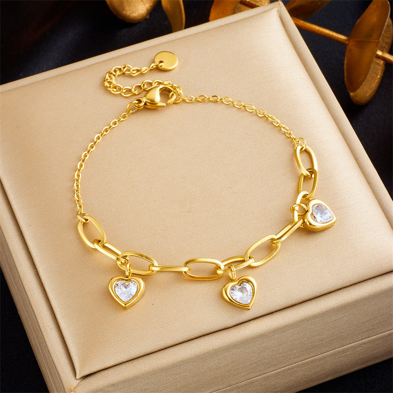 Niche Retro Gold-plated Fashion Colorful Gem Bracelets