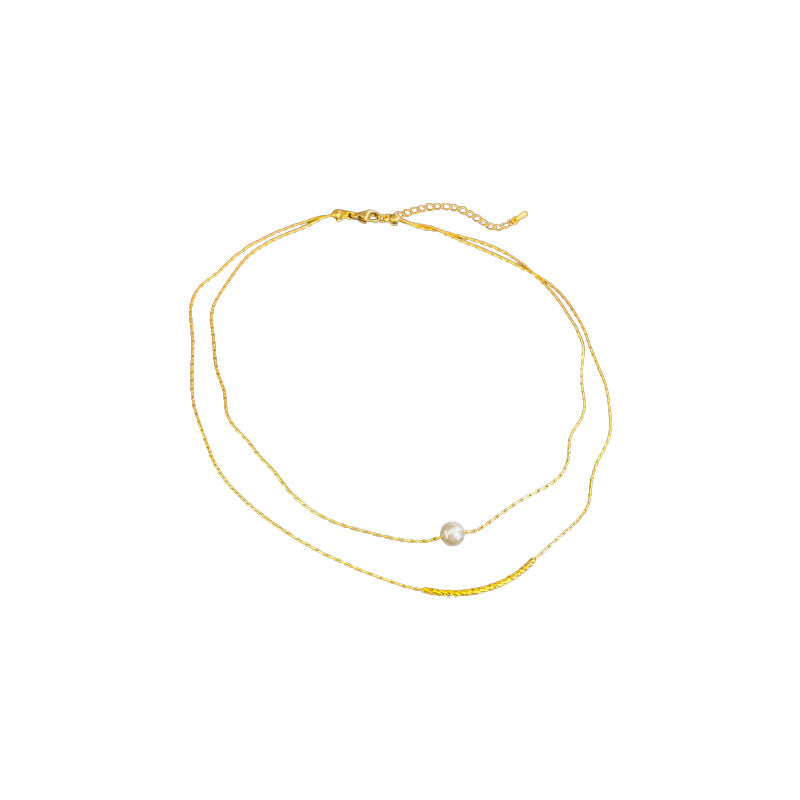 Women's Pearl Metal Clavicle Chain Simple Light Luxury Necklace