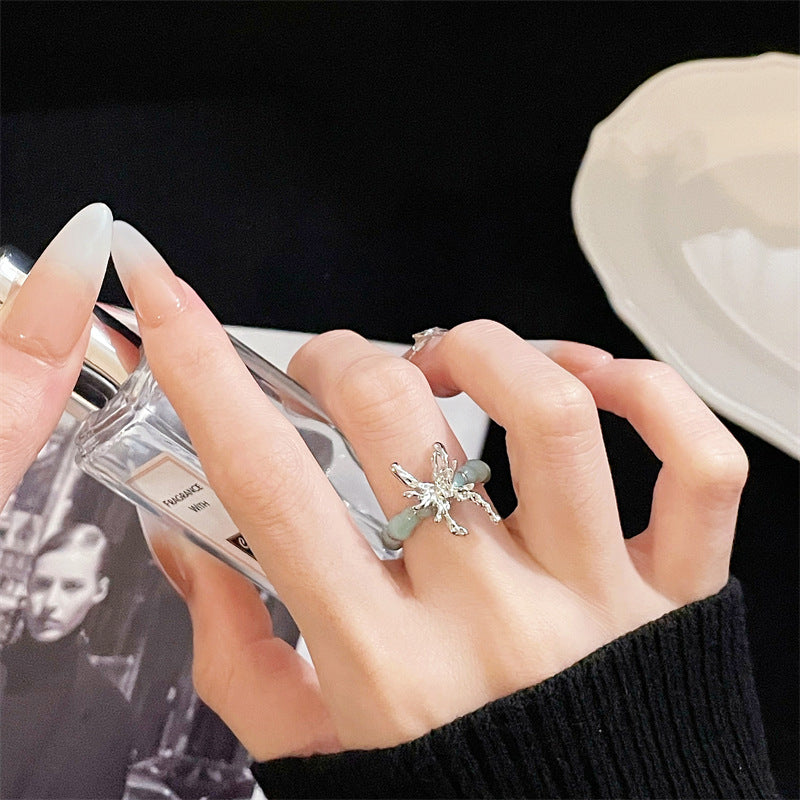 Women's Style Blue Butterfly Opening Design Fashion Advanced Rings