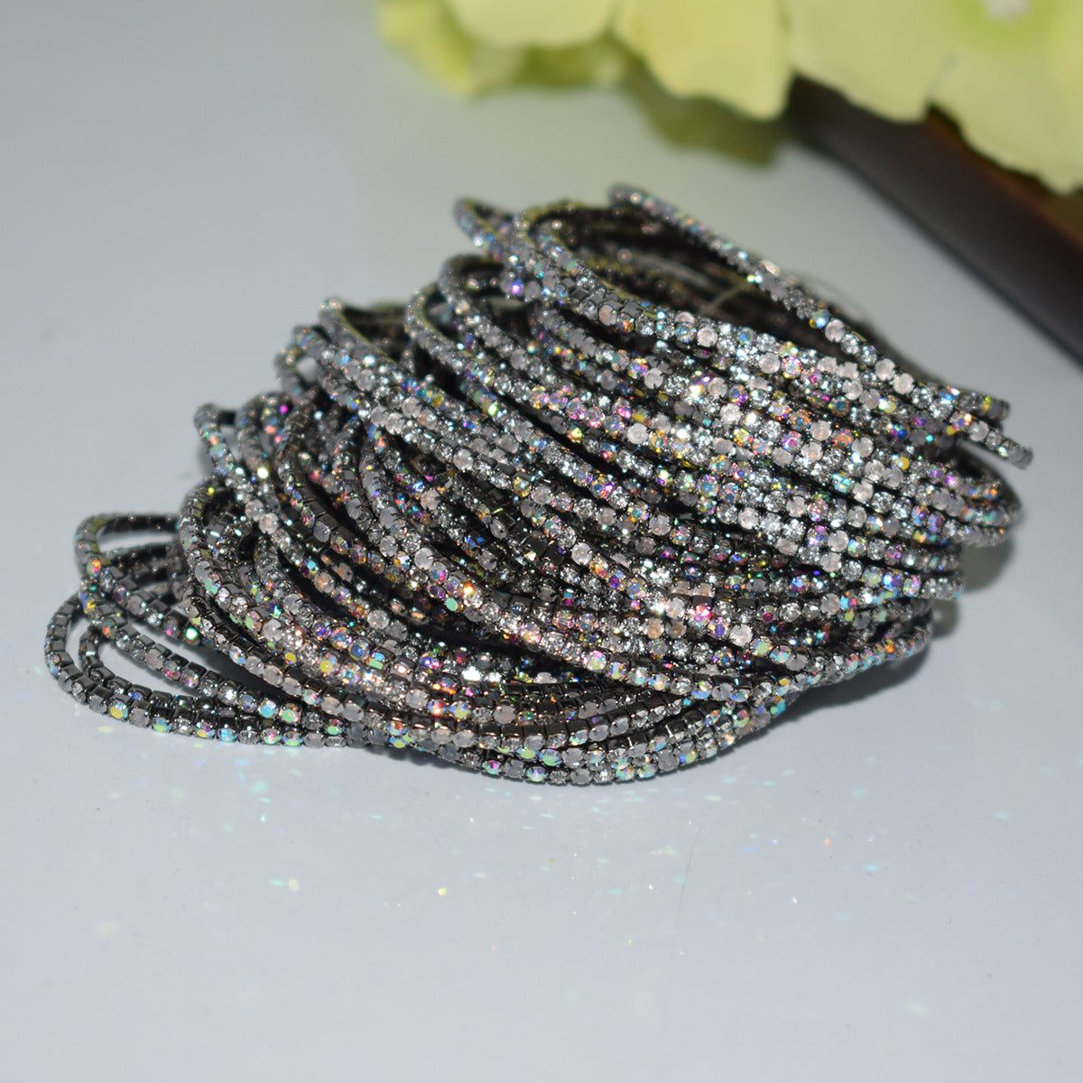 Row Colorful Rhinestone Female Live Grab Chain Bracelets