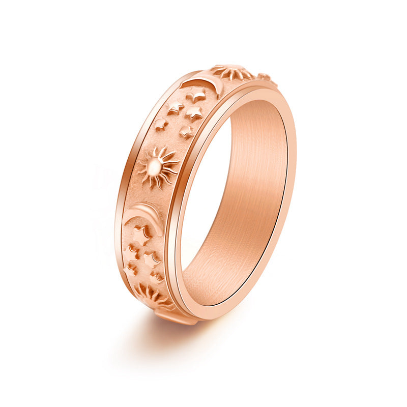 Sun Moon Star Can Rotatable Lady Rings