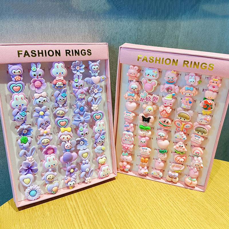 Children's Cartoon Nostalgic Frosted Texture Plastic Kindergarten Rings