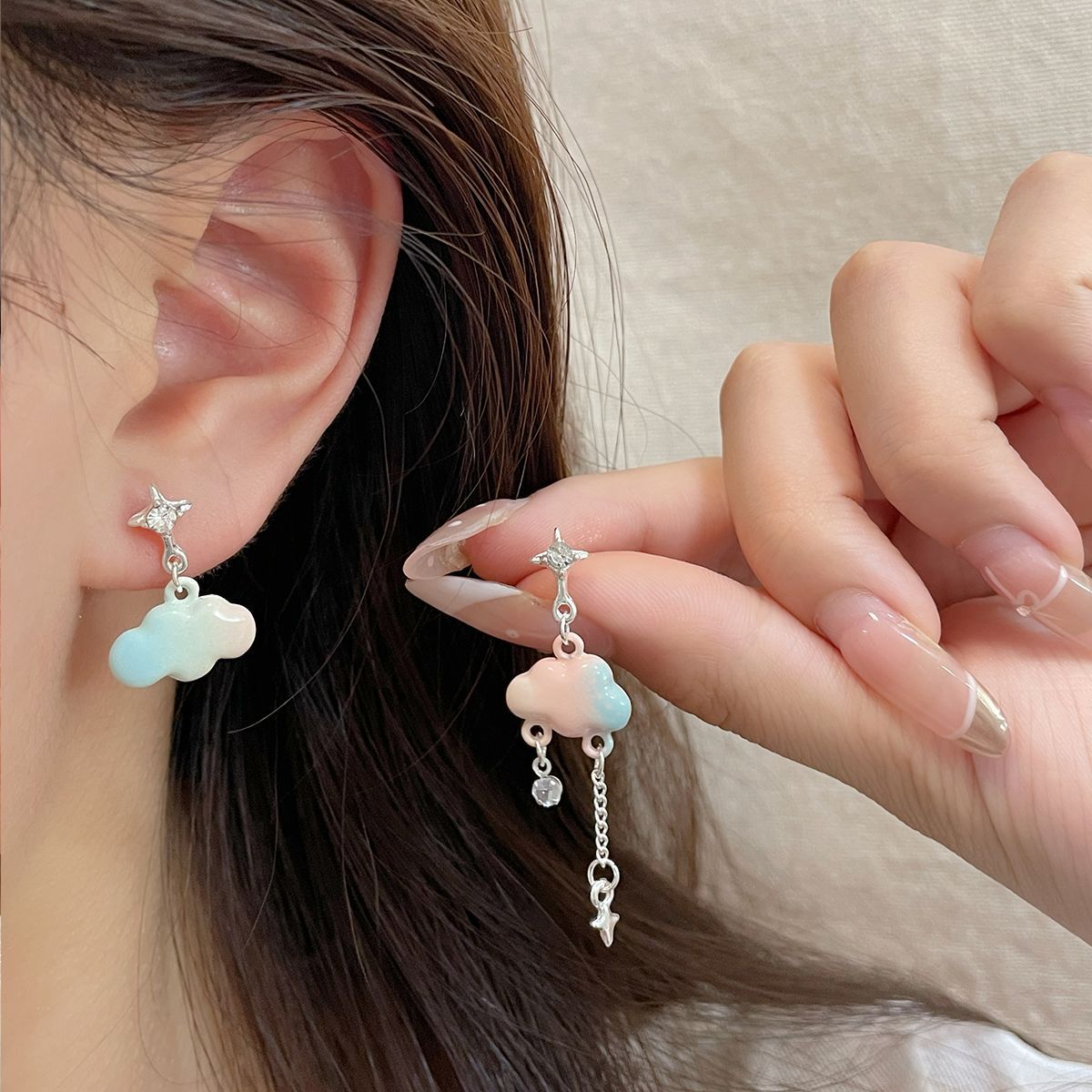 Bow Cloud Female Sier Needle Sweet Earrings