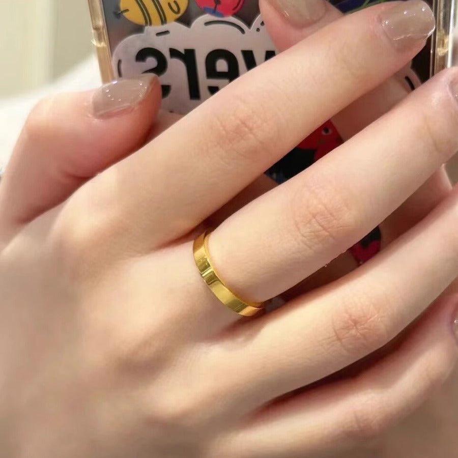 Women's & Men's Inheritance Simple Gold Minority Fashion Personality Titanium Rings