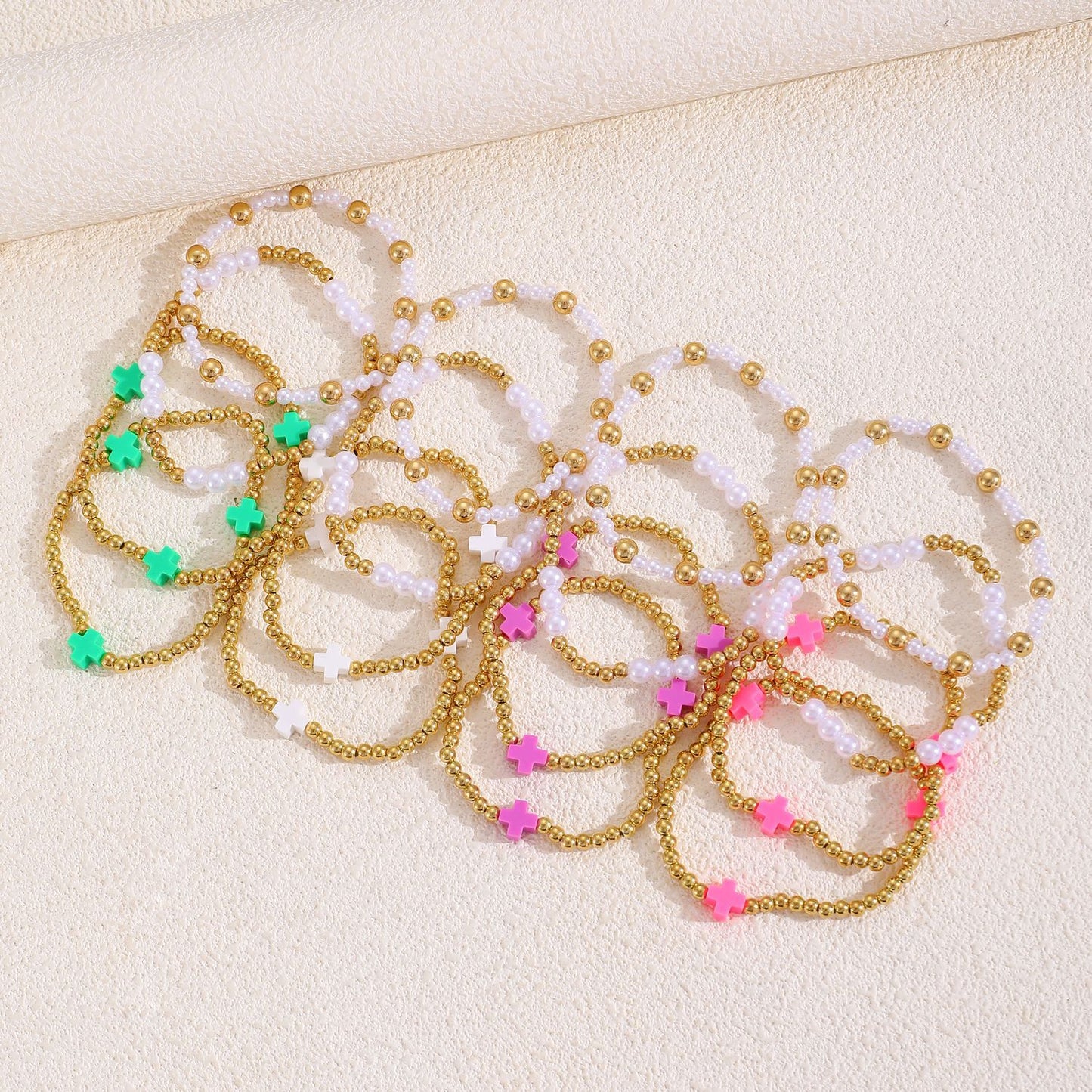 Cross Plus Beaded Set Female Dopamine Bracelets