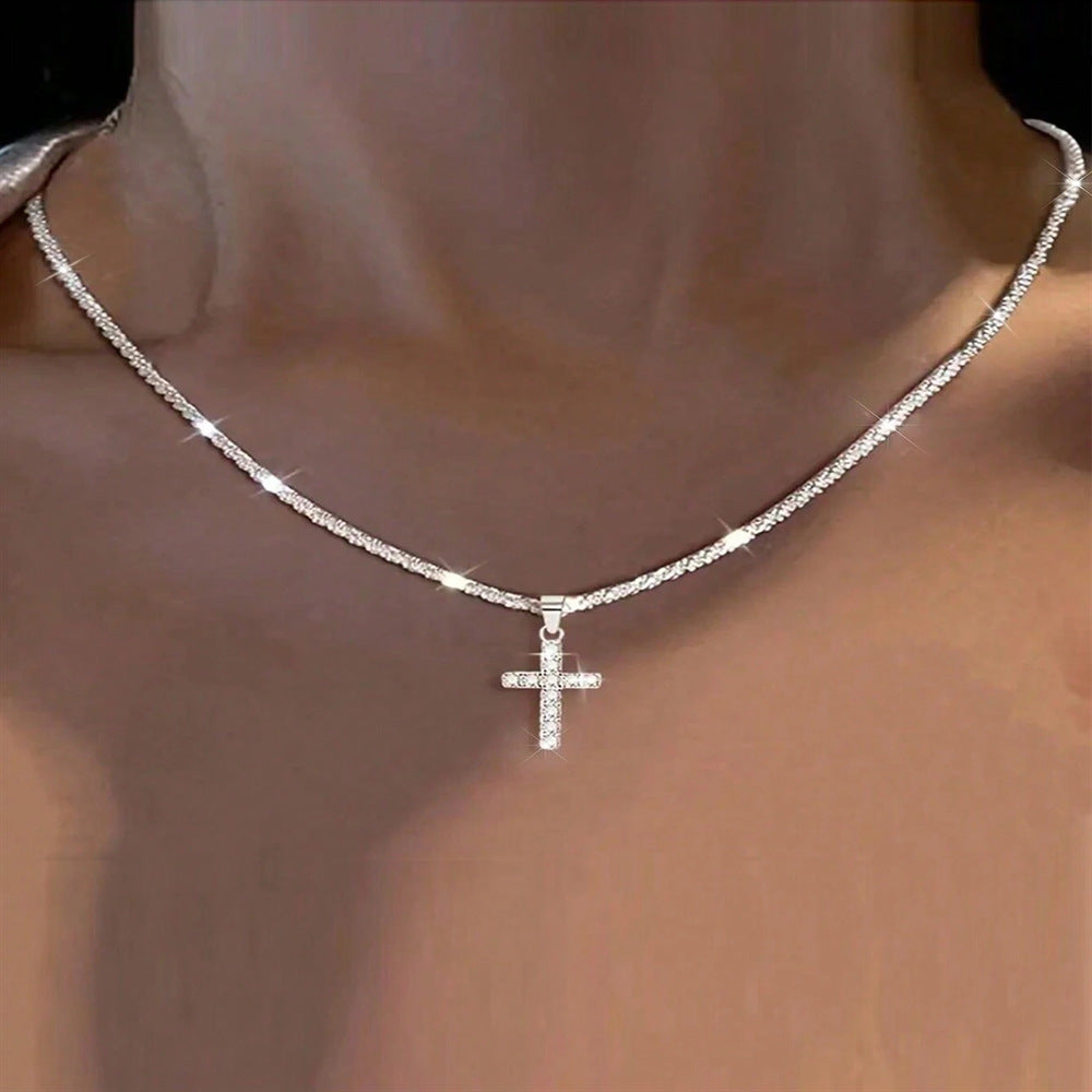 Popular Starry Shiny Sparkling Cross Chain Necklaces