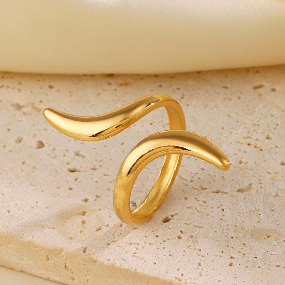 Women's Steel Line Open Simple Style Gold Rings