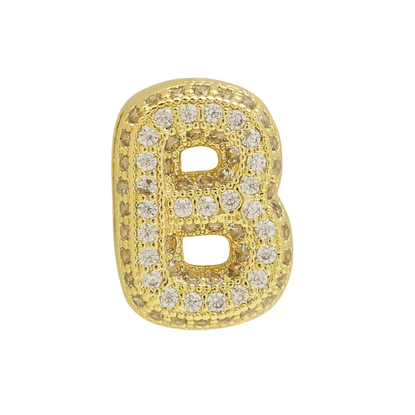 Golden Chubby Balloon Bubble Zircon Letter Bracelets