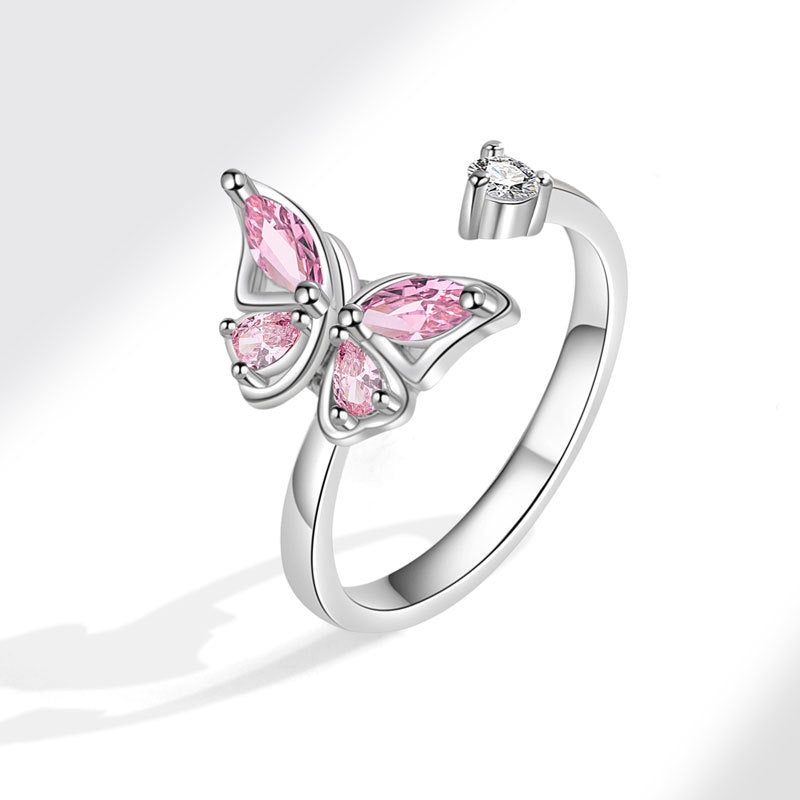 Butterfly Rotatable Female Accessories Personalized Opening Rings
