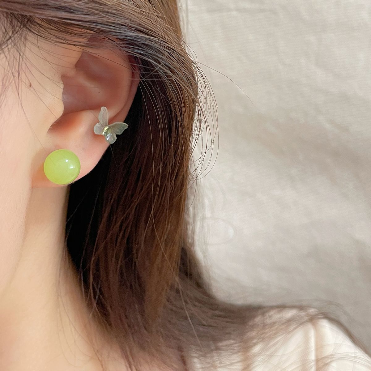 Women's Summer Mint Green Set Sier Needle Rings