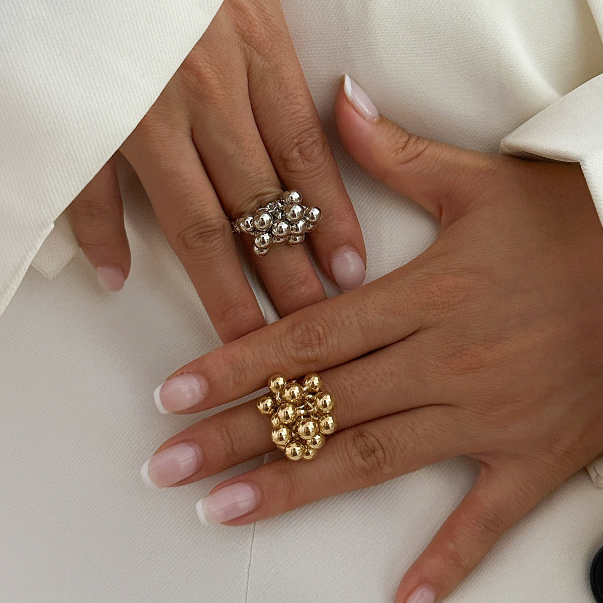 Winding Imitation Pearl Wind Niche Alloy Rings