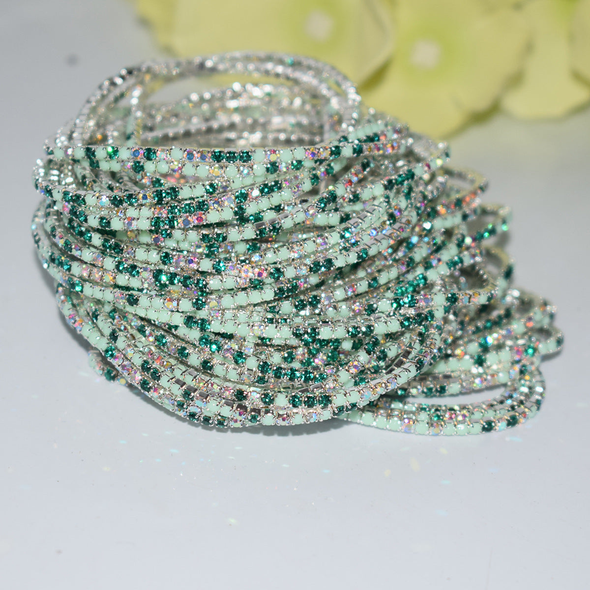 Row Colorful Rhinestone Female Live Grab Chain Bracelets