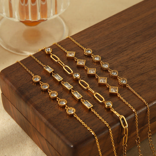 Women's Design Gold-plated Stainless Steel Inlaid Zircon Bracelets