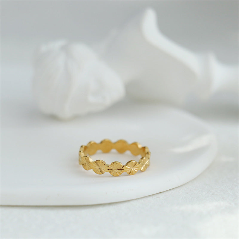 Round Slice Cut Flower Fashion Personality Ring