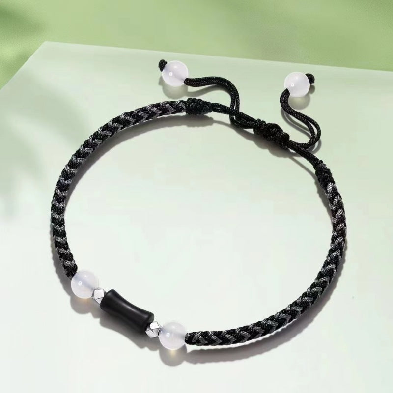 Natural Black Agate Couple Light Luxury Bracelets