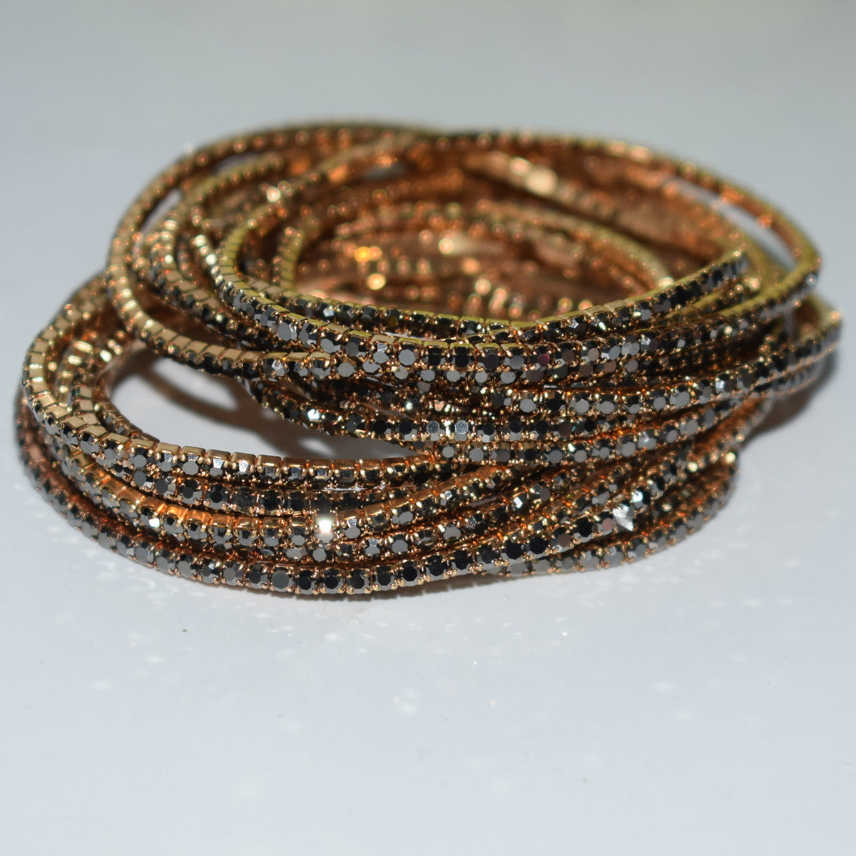 Row Rhinestone Thin Rubber Band Elastic Bracelets