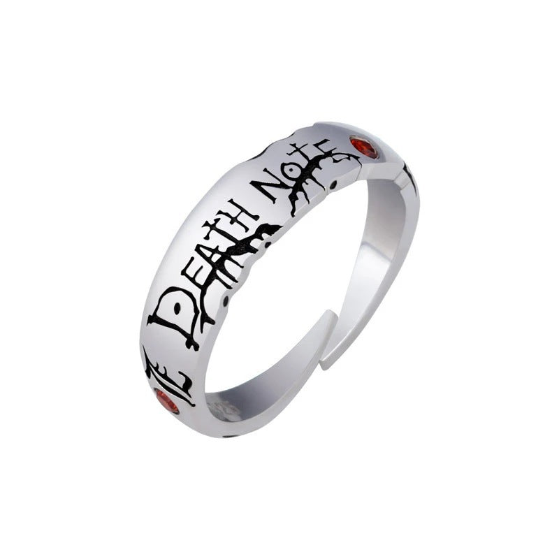 Anime Death Note Letters Red Crystal Rings