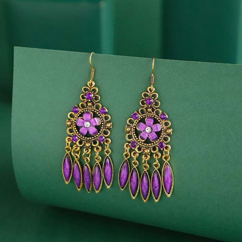 Ethnic Style Your Colorful Vintage Flower Earrings