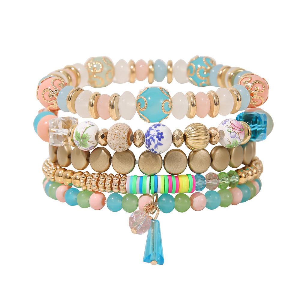 Bohemian Ceramic Printed Suit Sweet Cute Beads Bracelets