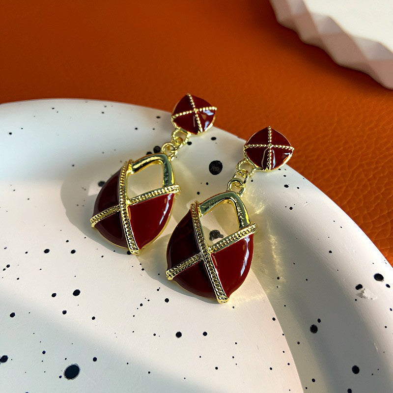 Oil Oval Geometric French Retro Special Earrings