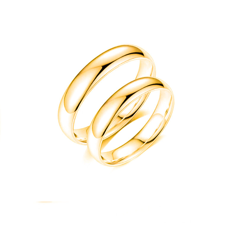 Simple Stainless Steel Glossy Inner Outer Ball Arc Titanium Rings