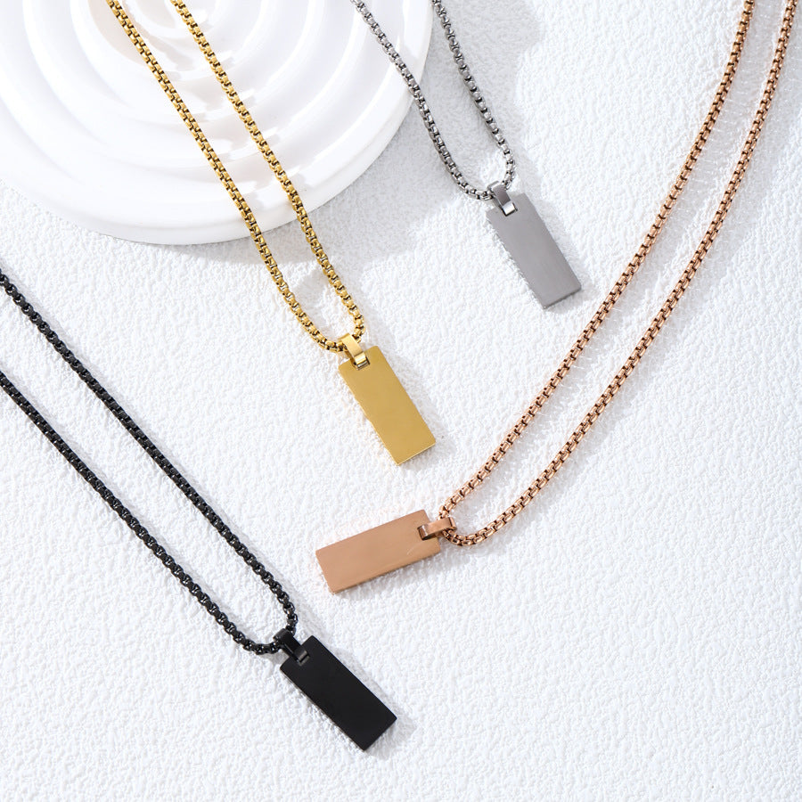 Stainless Steel Rectangular Square Pearl Personality Necklaces