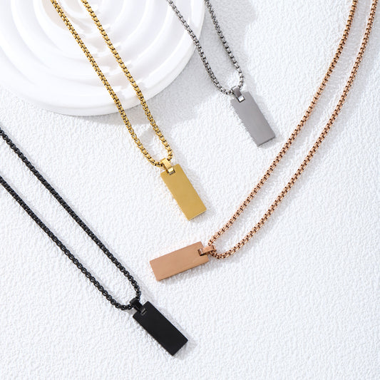 Stainless Steel Rectangular Square Pearl Personality Necklaces