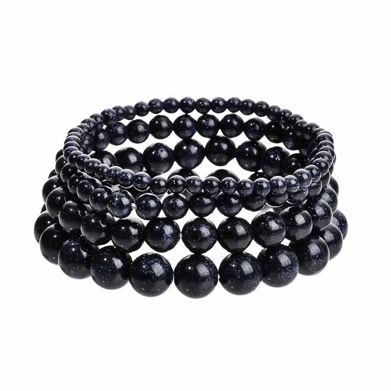 Stone Beaded Obsidian Black Line Rhodochrosite Bracelets