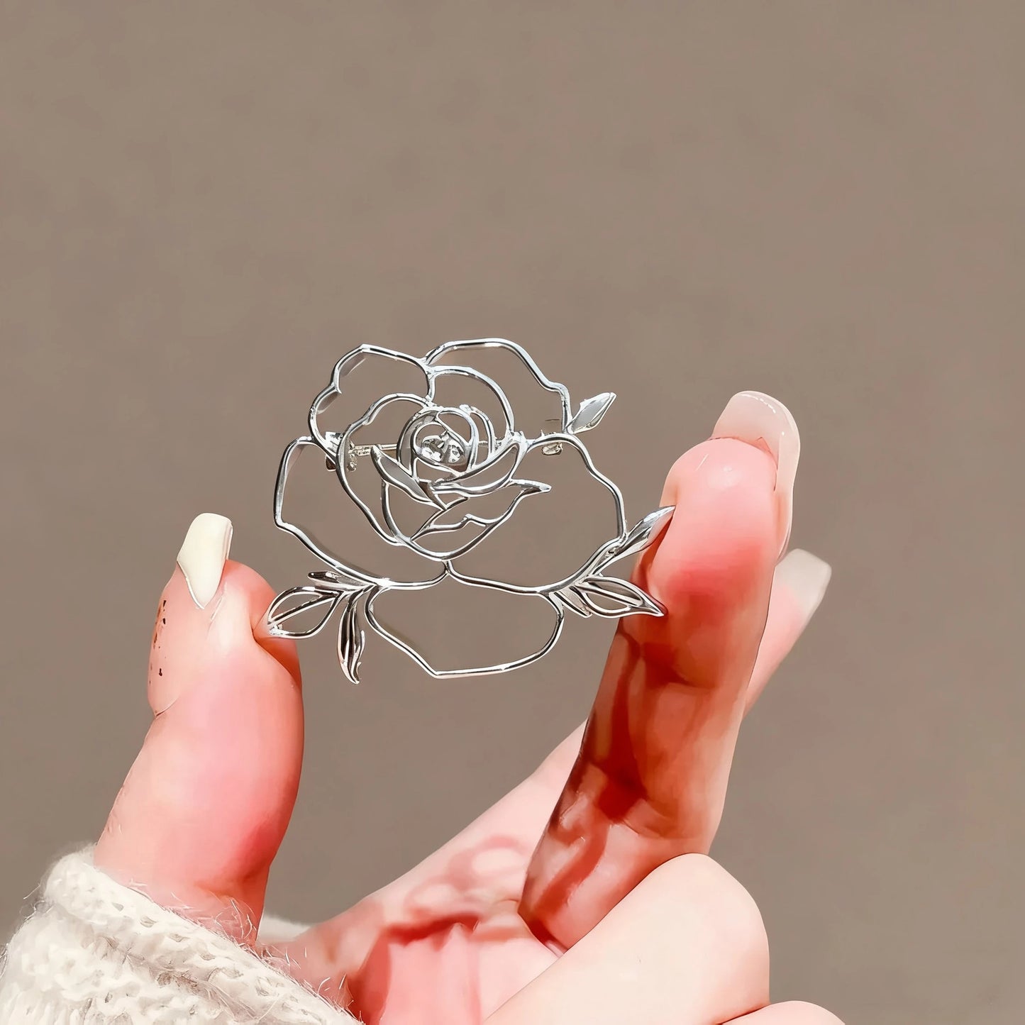 Female Niche Design Metal Pin Exquisite Camellia Corsage Brooches