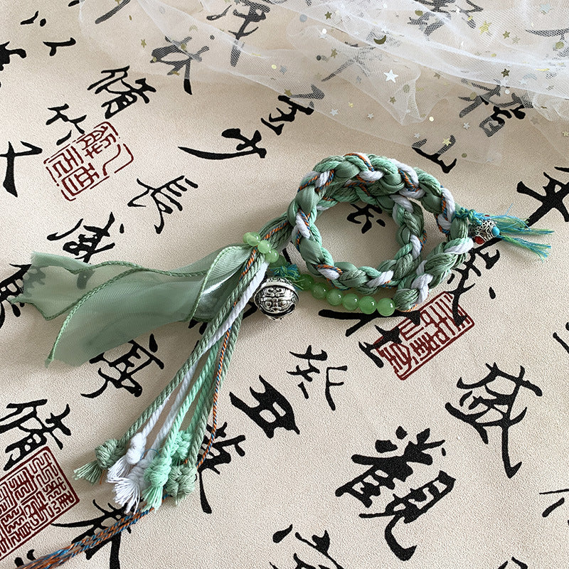 Style Double Circle Dynasty Five Coins Hand-woven Bracelets