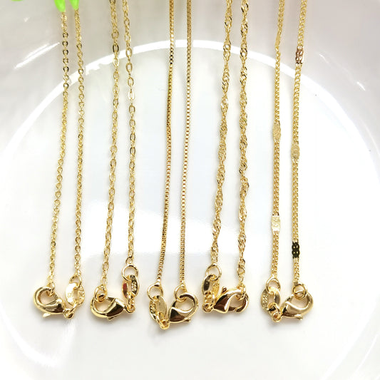 Gilded O-shaped Chain Box Water Wave Gold-plated Necklaces