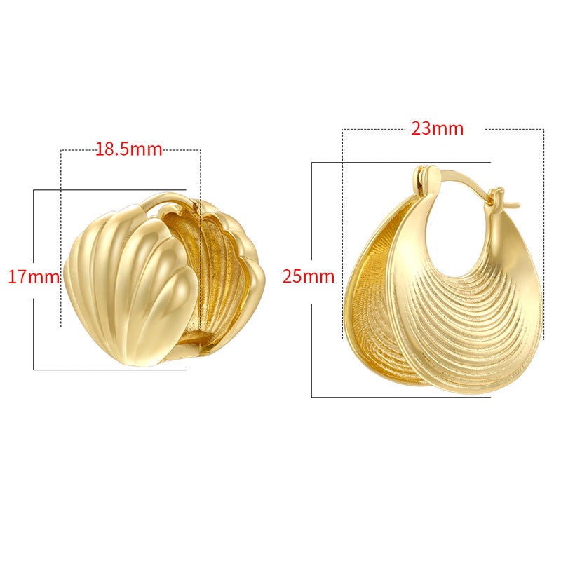 Spiral Pattern Hoop Niche Ocean Style Shell Earrings