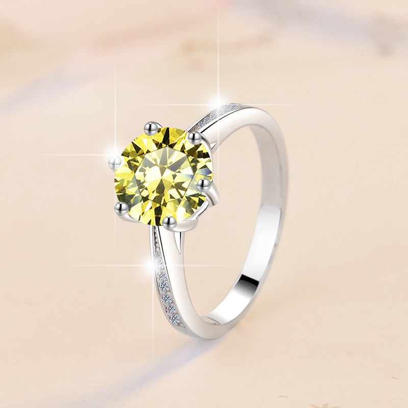 Women's Moissanite Sterling Sier Points Karat Classic Rings