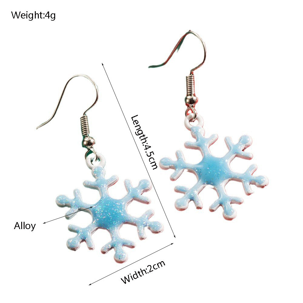 Women's Hollow Snowflake Bow Drop Oil Ear Earrings