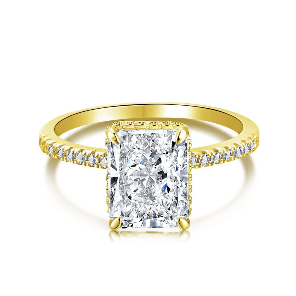 French Style Super Flash Square Diamond Ice Rings