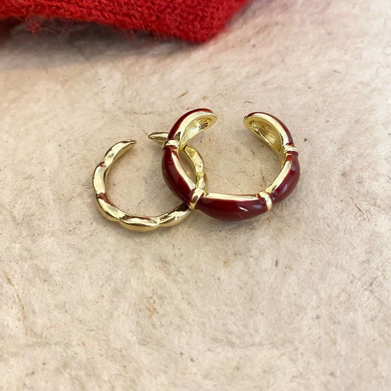 Retro Drip Glazed Red Open Female Rings