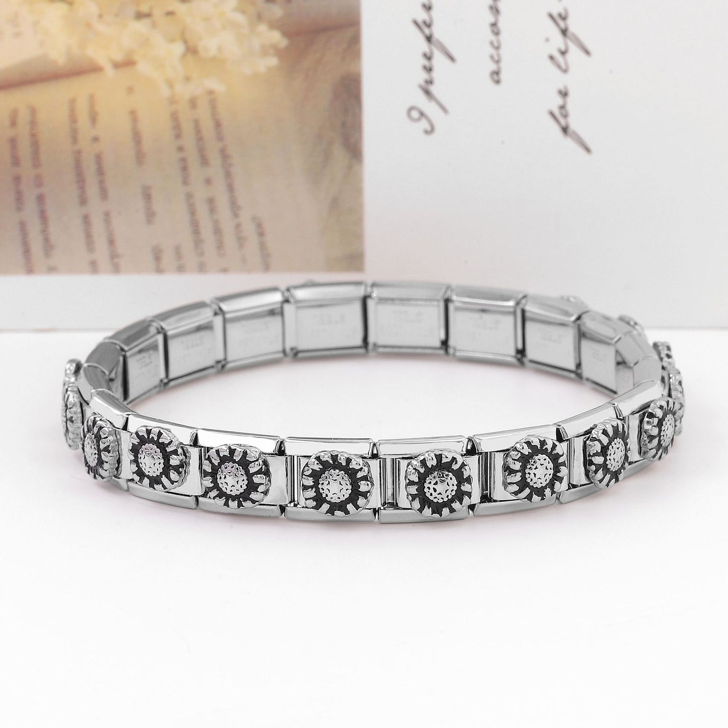 Module Double Matching Red Heart Petals Color Stainless Steel Bracelets