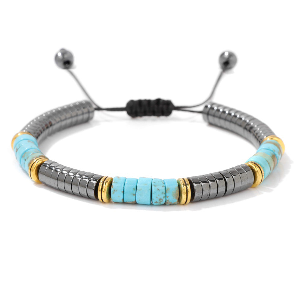 Women's & Men's Spacer Woven Design Turquoise Hollow Bead Bracelets